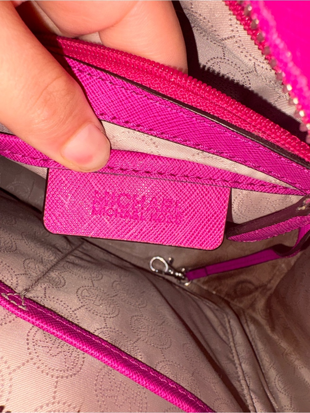 Michael Kors Hot Pink Saffiano Satchel with Eyelet Sides Selma bag - Picture 8 of 12